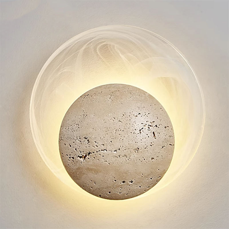 Travertine Glass Round Smoke Wall Lamp