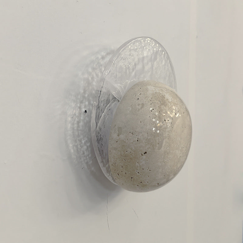 Travertine Glass Round Smoke Wall Lamp