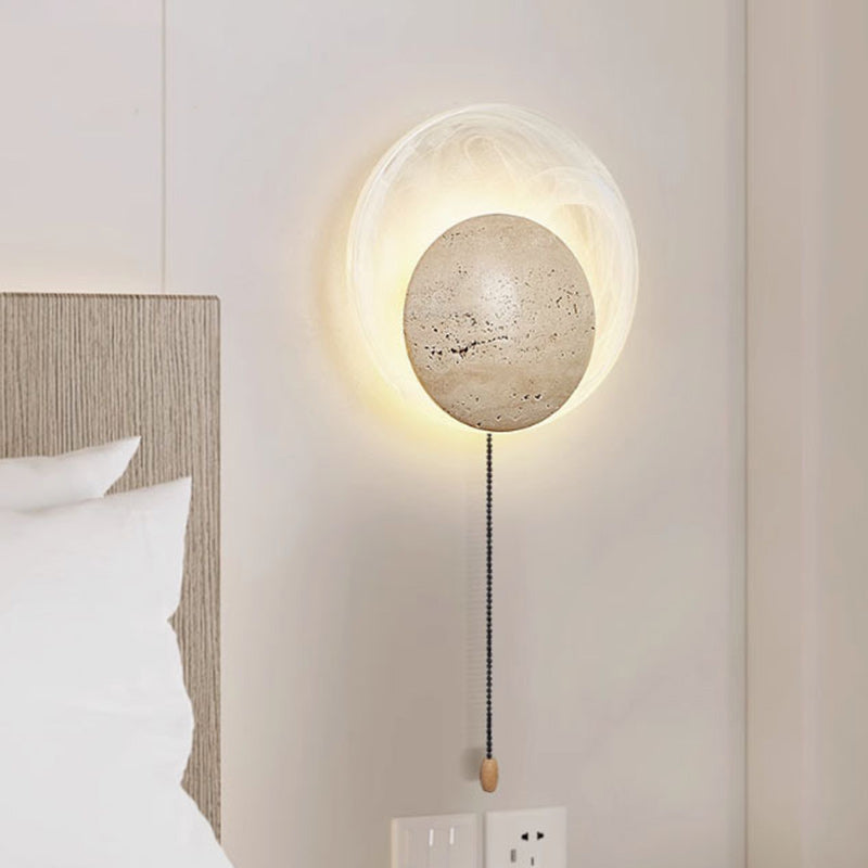 Travertine Glass Round Smoke Wall Lamp