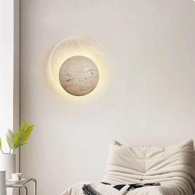 Travertine Glass Round Smoke Wall Lamp