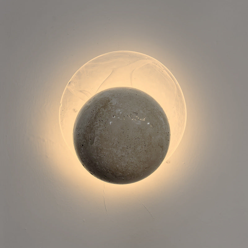 Travertine Glass Round Smoke Wall Lamp