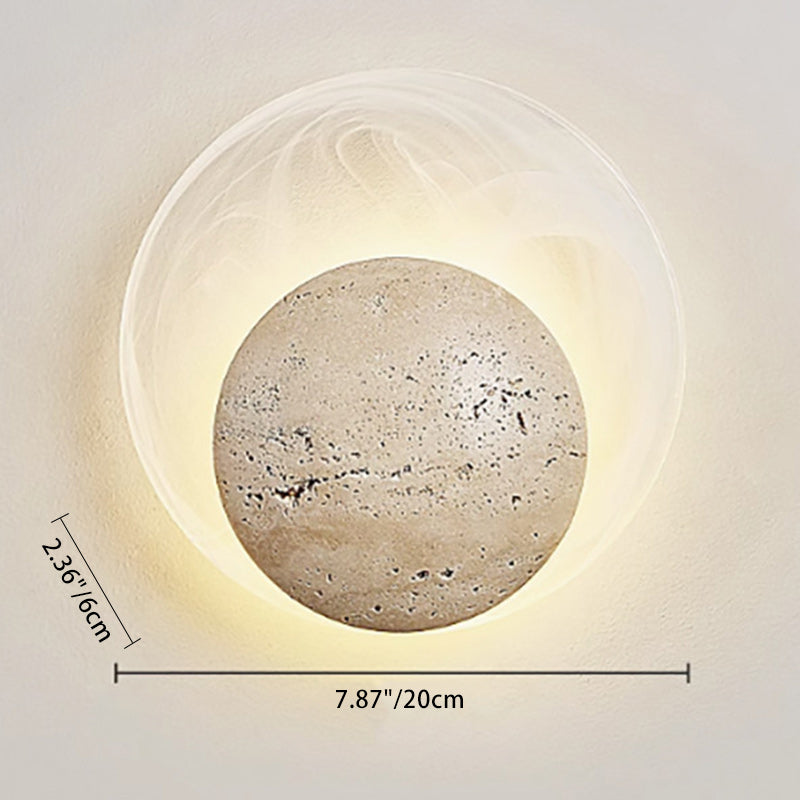 Travertine Glass Round Smoke Wall Lamp