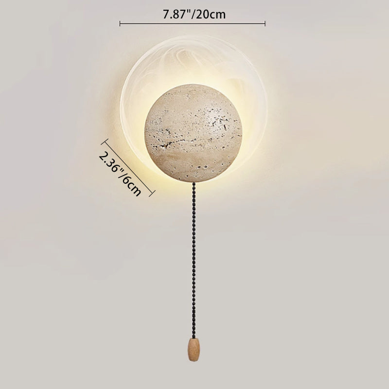 Travertine Glass Round Smoke Wall Lamp