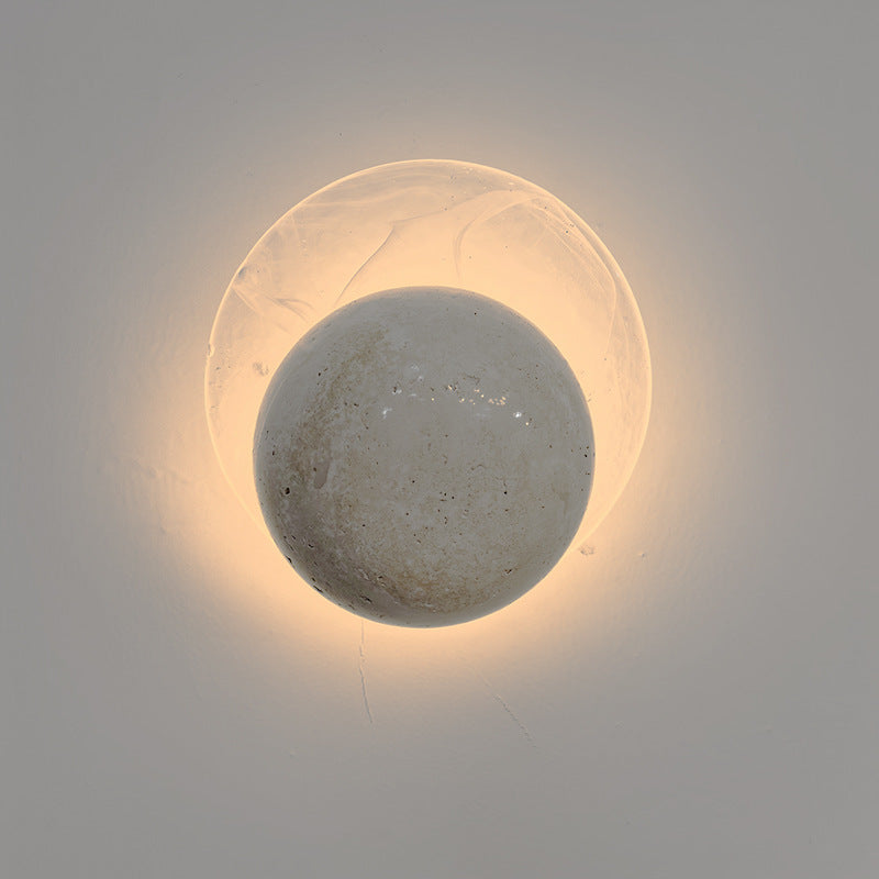 Travertine Glass Round Smoke Wall Lamp