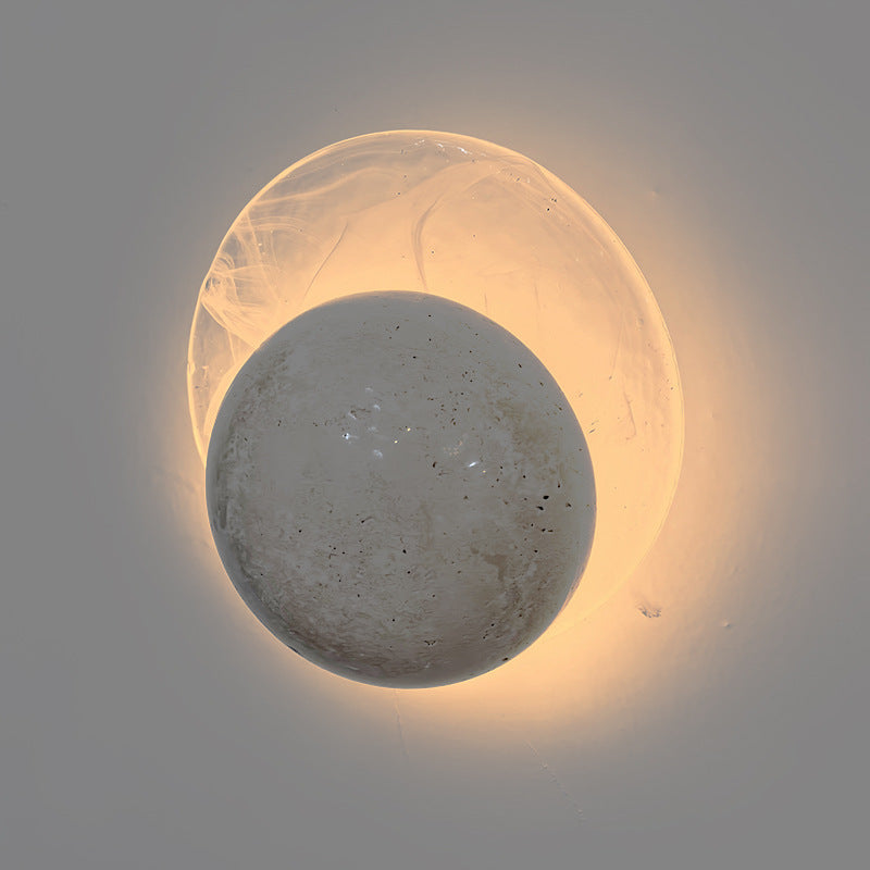 Travertine Glass Round Smoke Wall Lamp