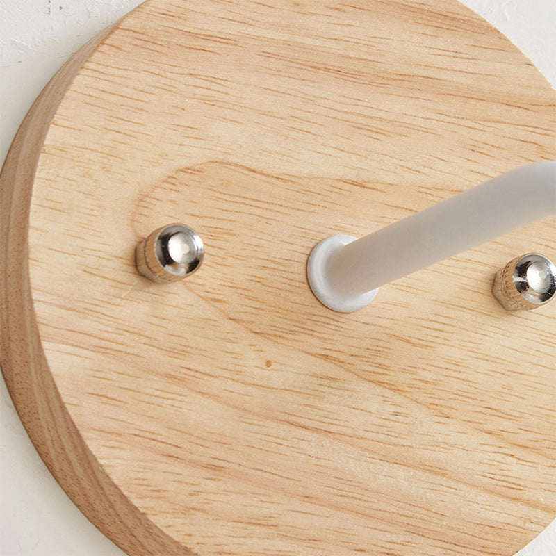 Rubber Wood Glass Round Wall Lamp