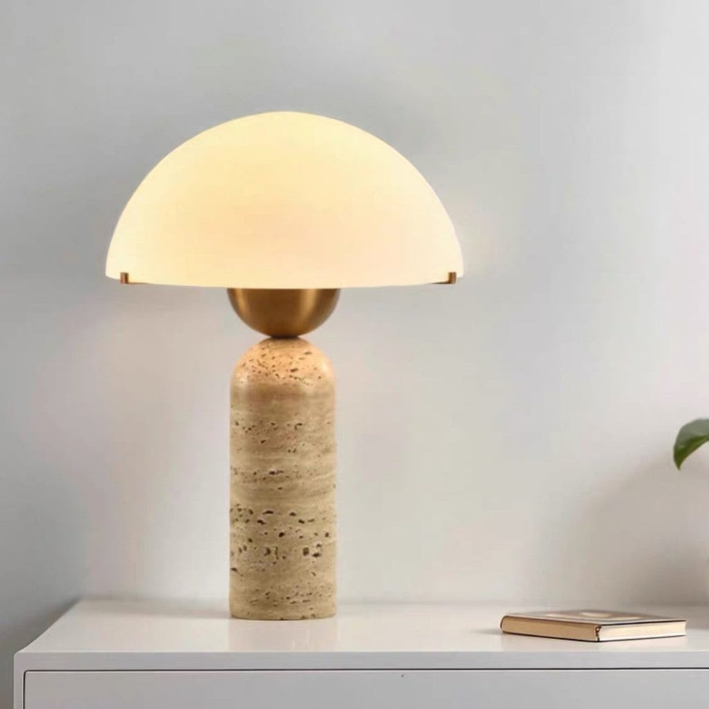 Travertine Marble Glass Resin Table Lamp