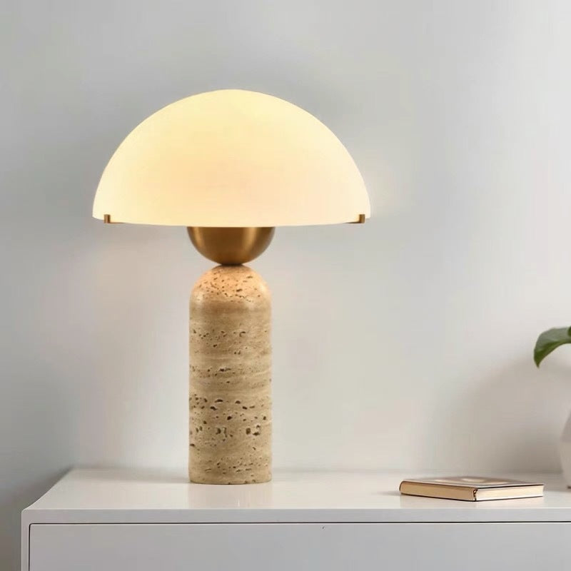 Travertine Marble Glass Resin Table Lamp
