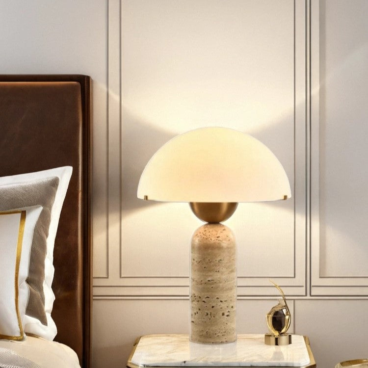 Travertine Marble Glass Resin Table Lamp