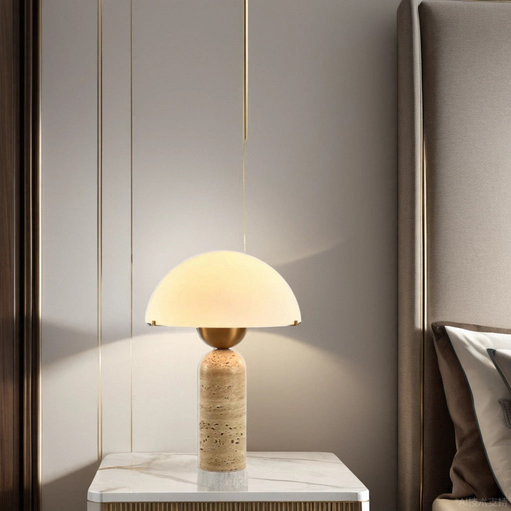 Travertine Marble Glass Resin Table Lamp