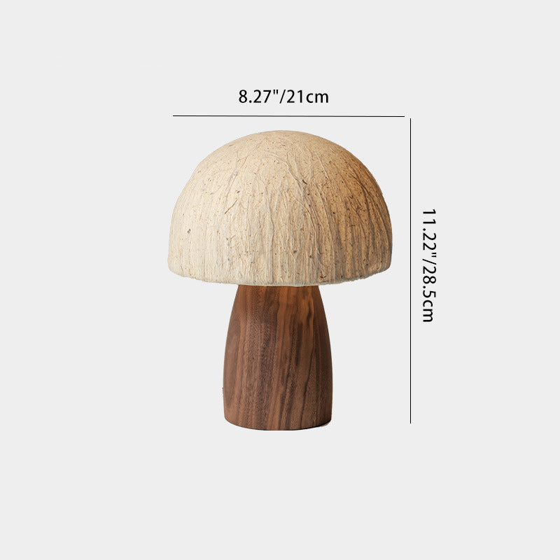 Paper Wood Mushroom Dome Table Lamp