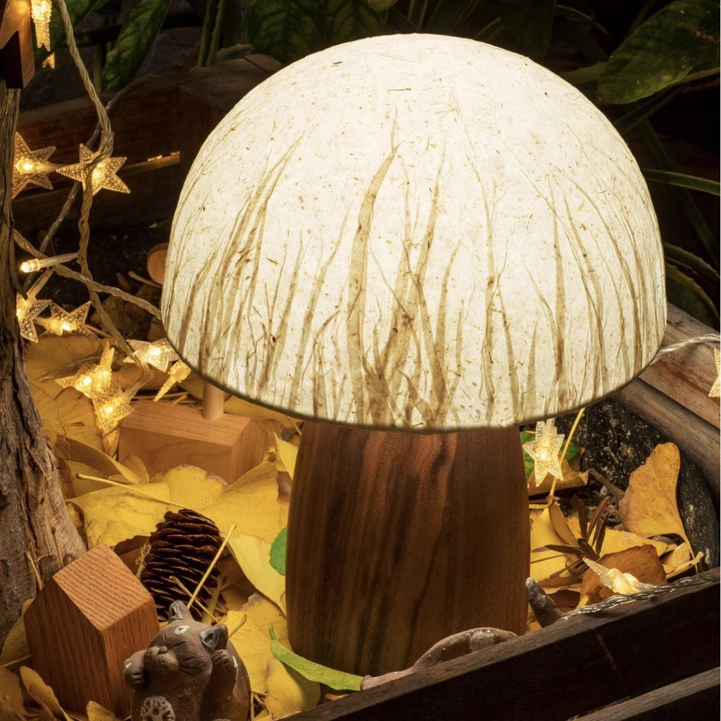 Paper Wood Mushroom Dome Table Lamp