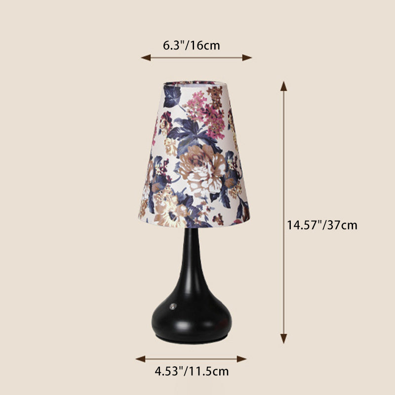 Cylinder Floral Gourd Rechargeable Table Lamp