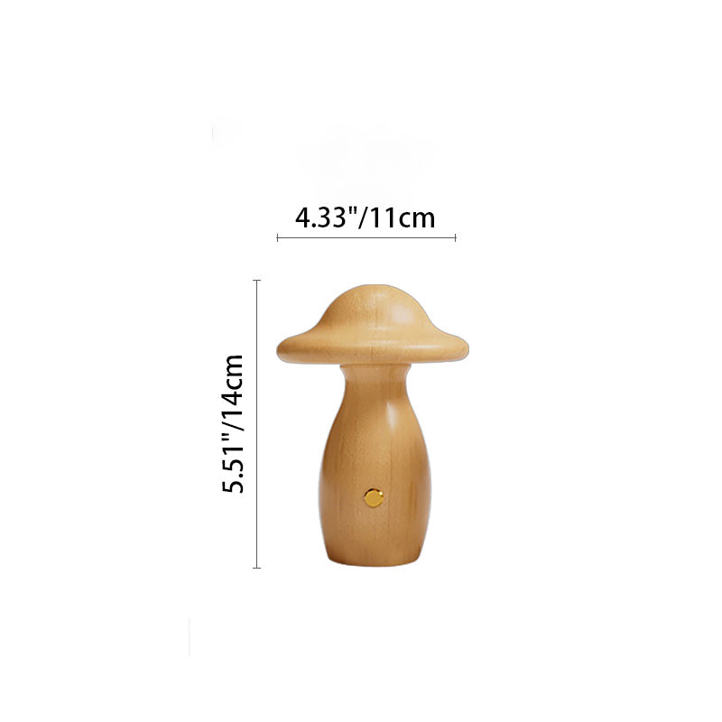 Rechargeable Mushroom Solid Wood Table Lamp