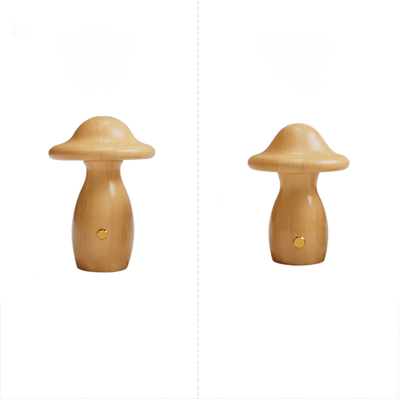 Rechargeable Mushroom Solid Wood Table Lamp