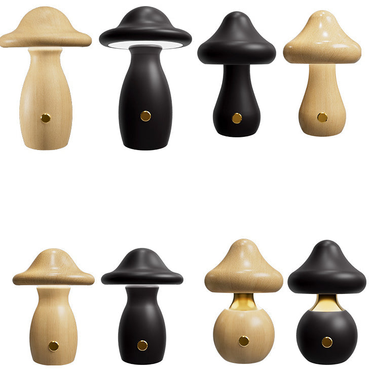 Rechargeable Mushroom Solid Wood Table Lamp