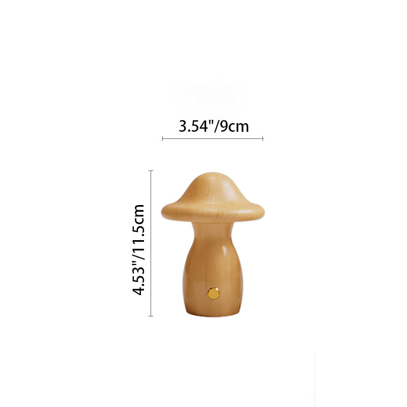 Rechargeable Mushroom Solid Wood Table Lamp