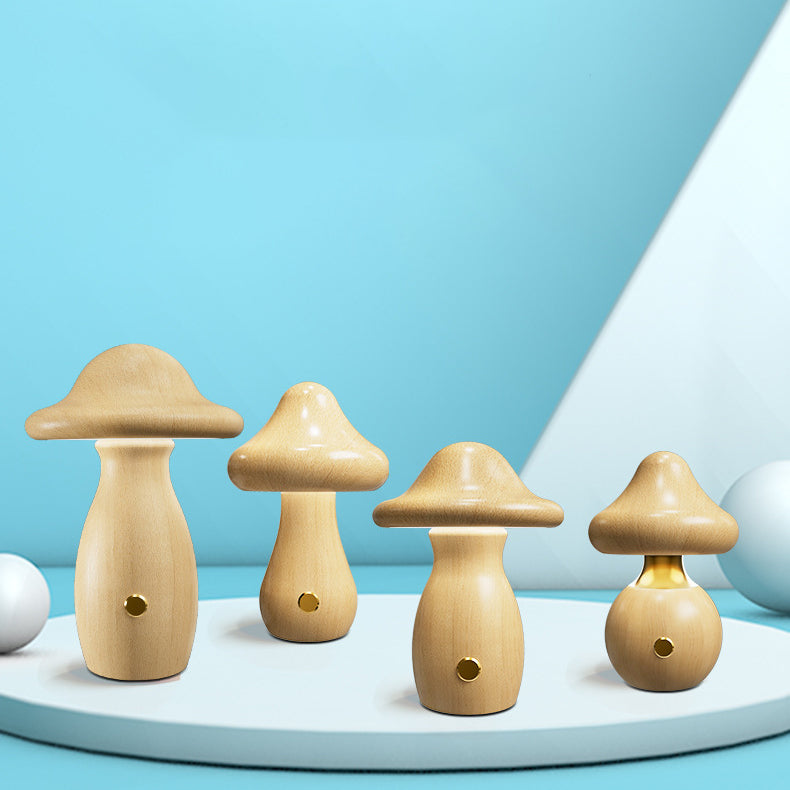 Rechargeable Mushroom Solid Wood Table Lamp