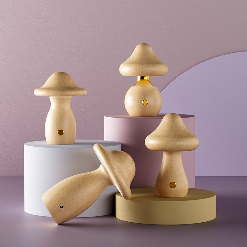 Rechargeable Mushroom Solid Wood Table Lamp