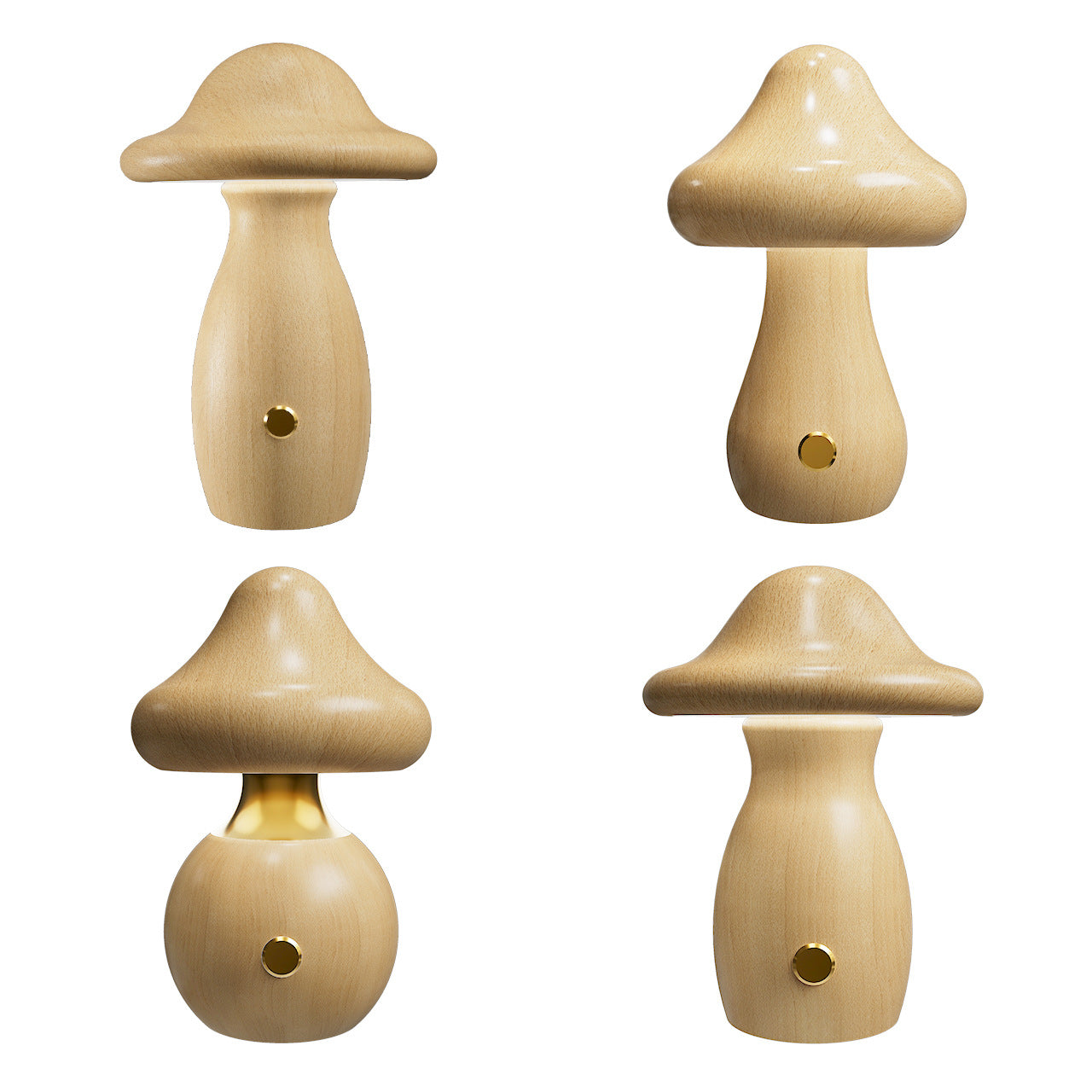 Rechargeable Mushroom Solid Wood Table Lamp