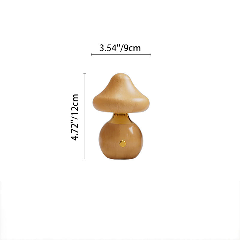 Rechargeable Mushroom Solid Wood Table Lamp