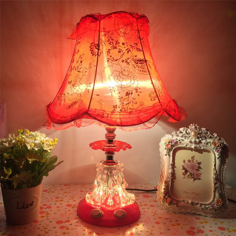 Plastic Fabric Drum Lace Table Lamp