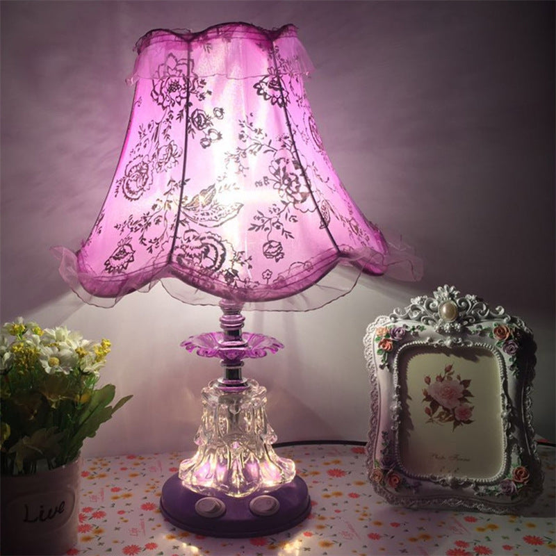 Plastic Fabric Drum Lace Table Lamp