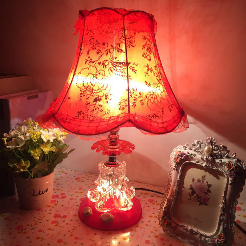Plastic Fabric Drum Lace Table Lamp
