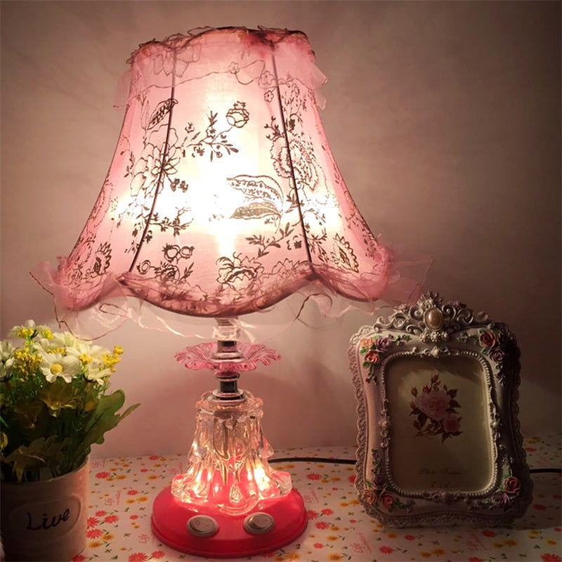 Plastic Fabric Drum Lace Table Lamp