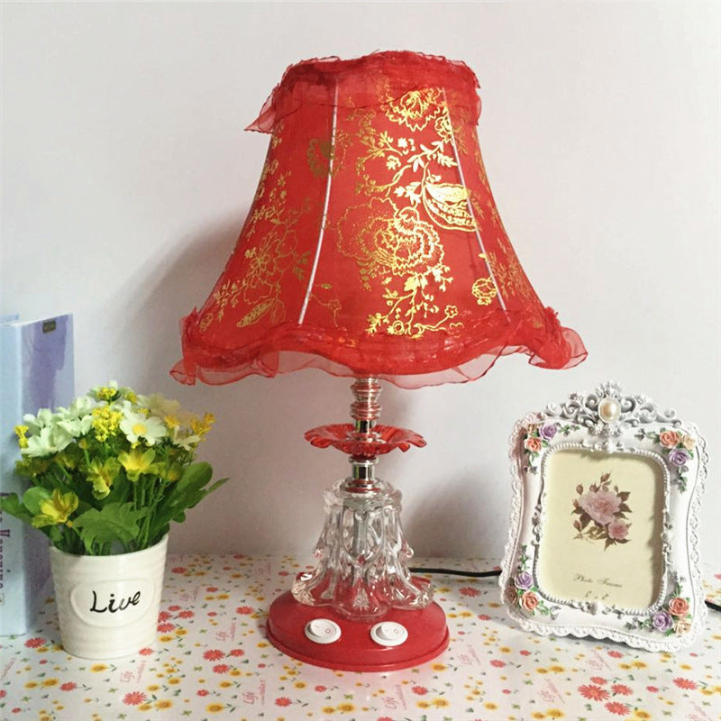 Plastic Fabric Drum Lace Table Lamp