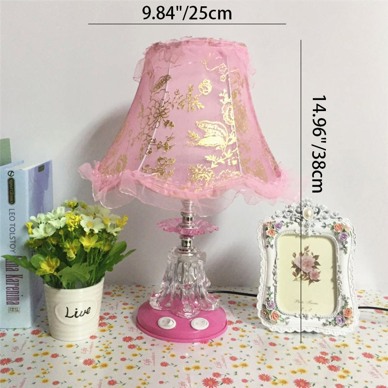 Plastic Fabric Drum Lace Table Lamp