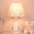 Ceramic Fabric Cylinder Flower Table Lamp