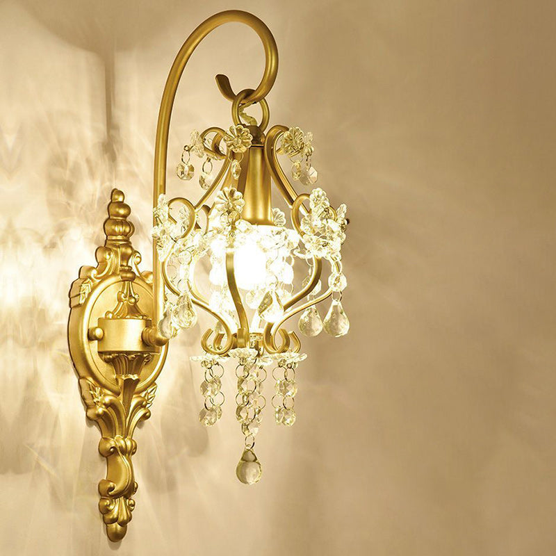 Hardware Crystal Drop Lantern Wall Lamp