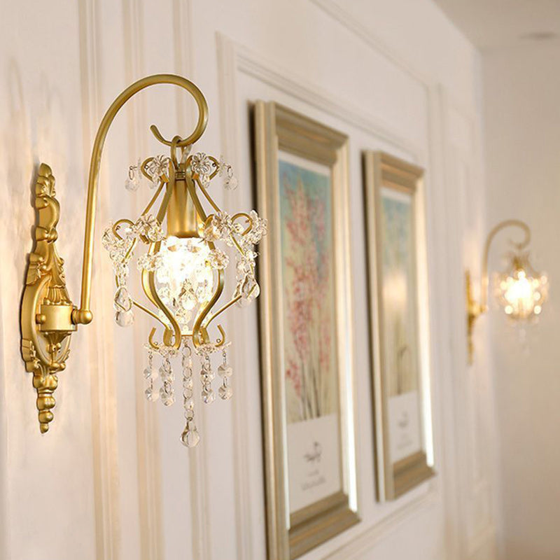 Hardware Crystal Drop Lantern Wall Lamp