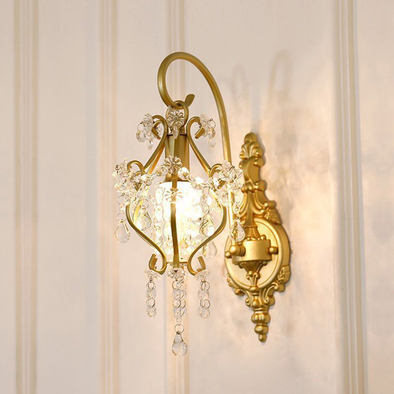 Hardware Crystal Drop Lantern Wall Lamp