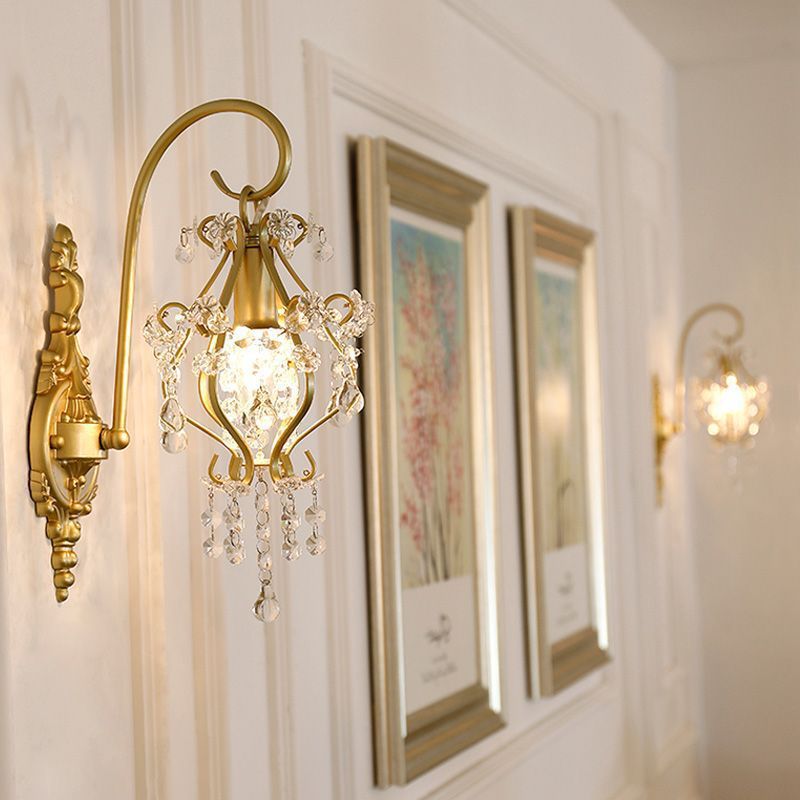 Hardware Crystal Drop Lantern Wall Lamp