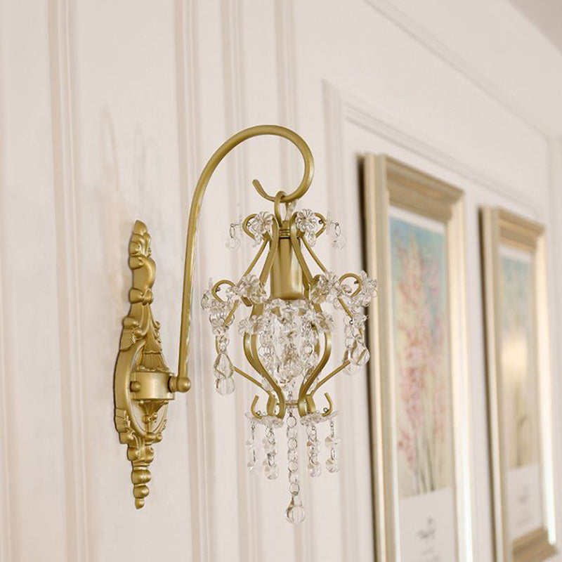 Hardware Crystal Drop Lantern Wall Lamp
