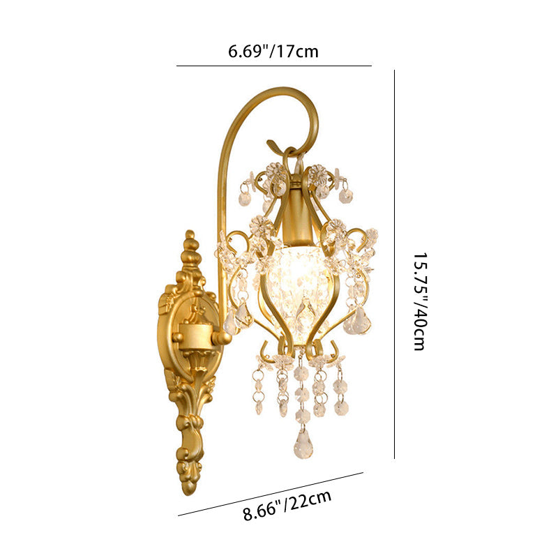 Hardware Crystal Drop Lantern Wall Lamp