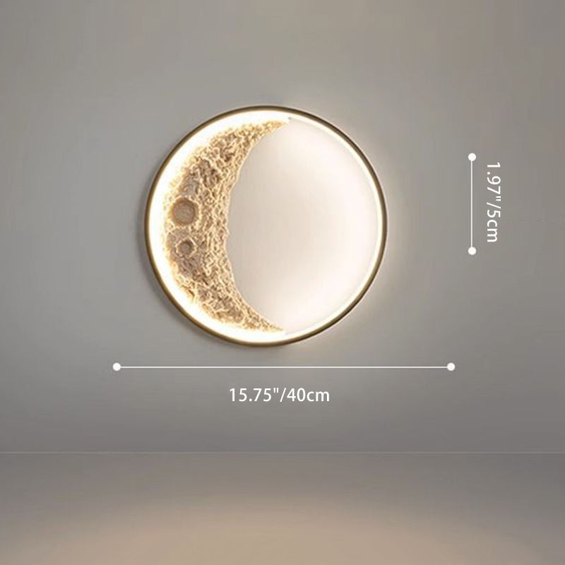 Round Moon Hardware Resin Wall Lamp