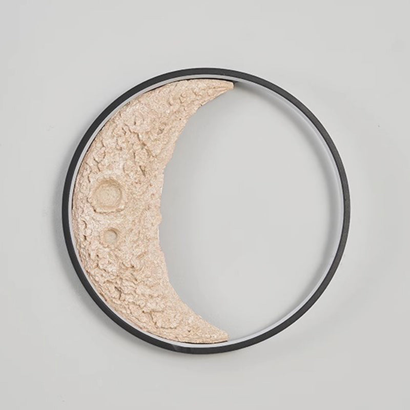 Round Moon Hardware Resin Wall Lamp