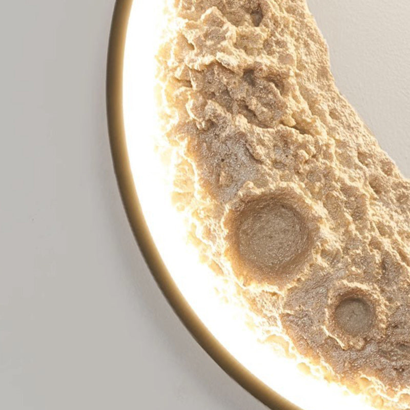 Round Moon Hardware Resin Wall Lamp