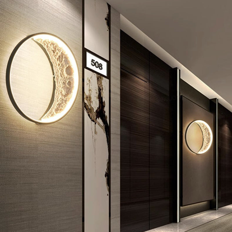 Round Moon Hardware Resin Wall Lamp