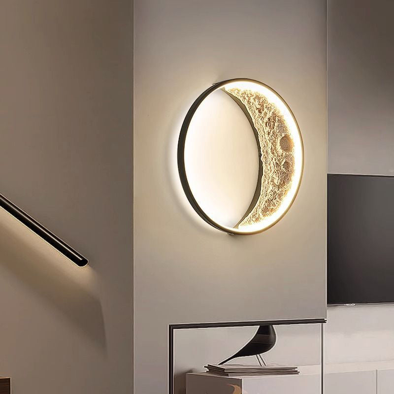 Round Moon Hardware Resin Wall Lamp