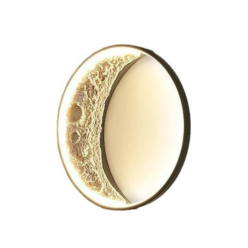 Round Moon Hardware Resin Wall Lamp