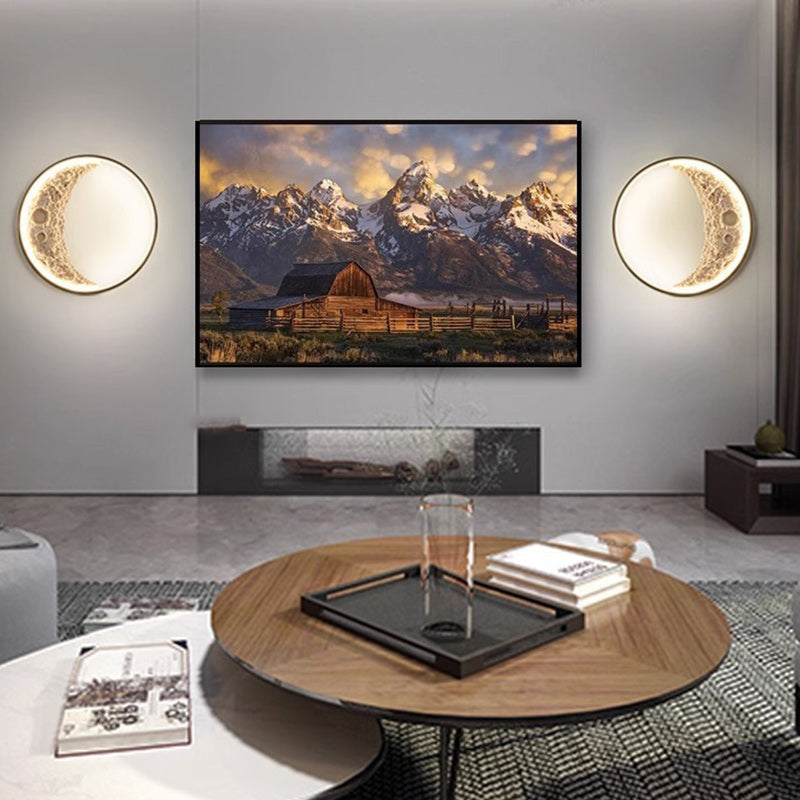Round Moon Hardware Resin Wall Lamp