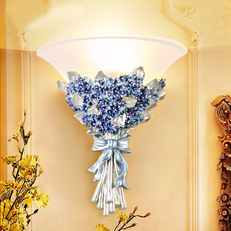 Resin Glass Hardware Flower Wall Lamp