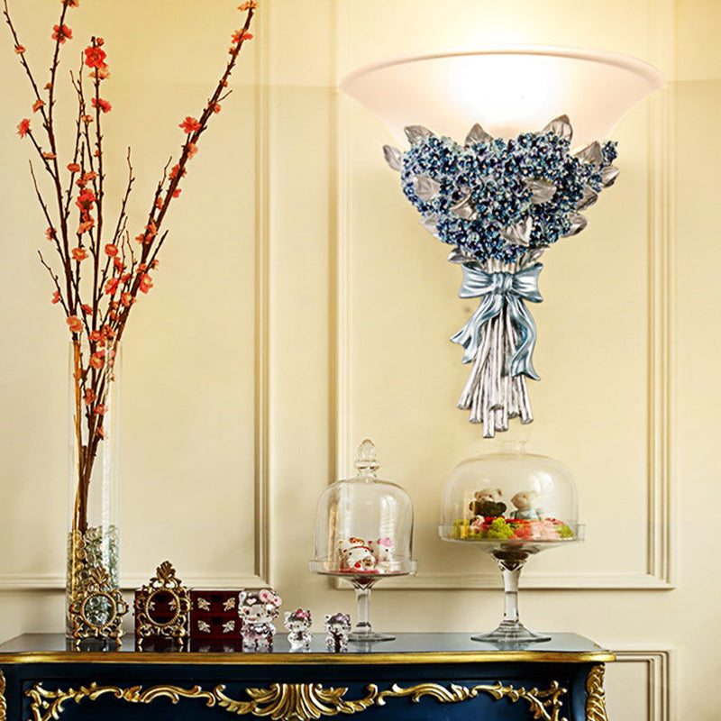 Resin Glass Hardware Flower Wall Lamp