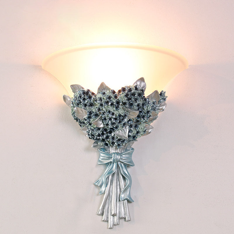 Resin Glass Hardware Flower Wall Lamp
