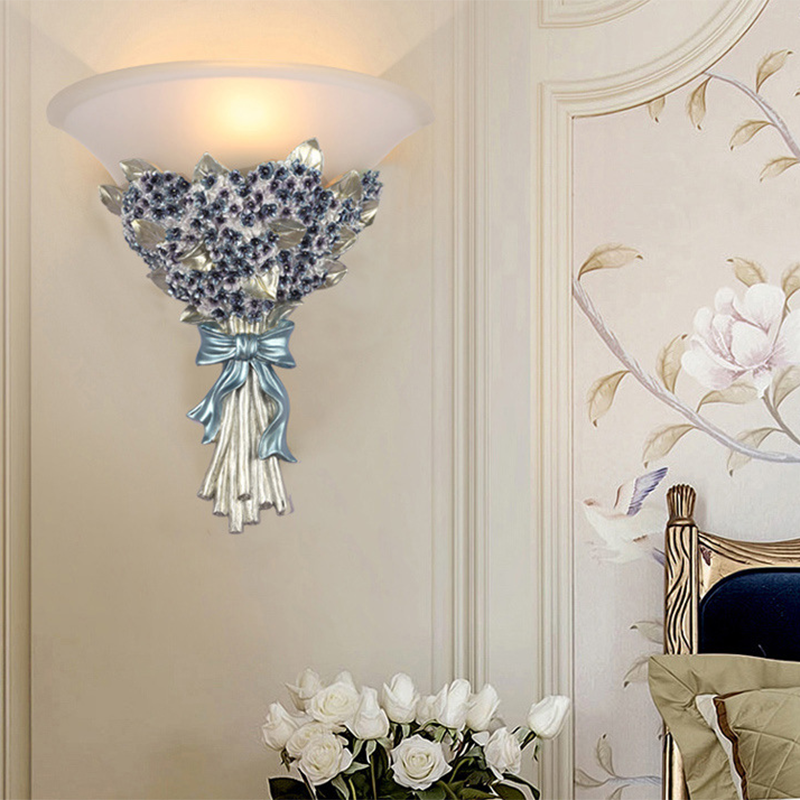 Resin Glass Hardware Flower Wall Lamp