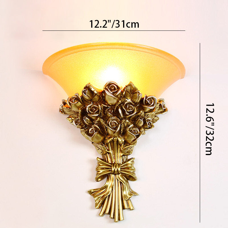 Resin Glass Hardware Flower Wall Lamp